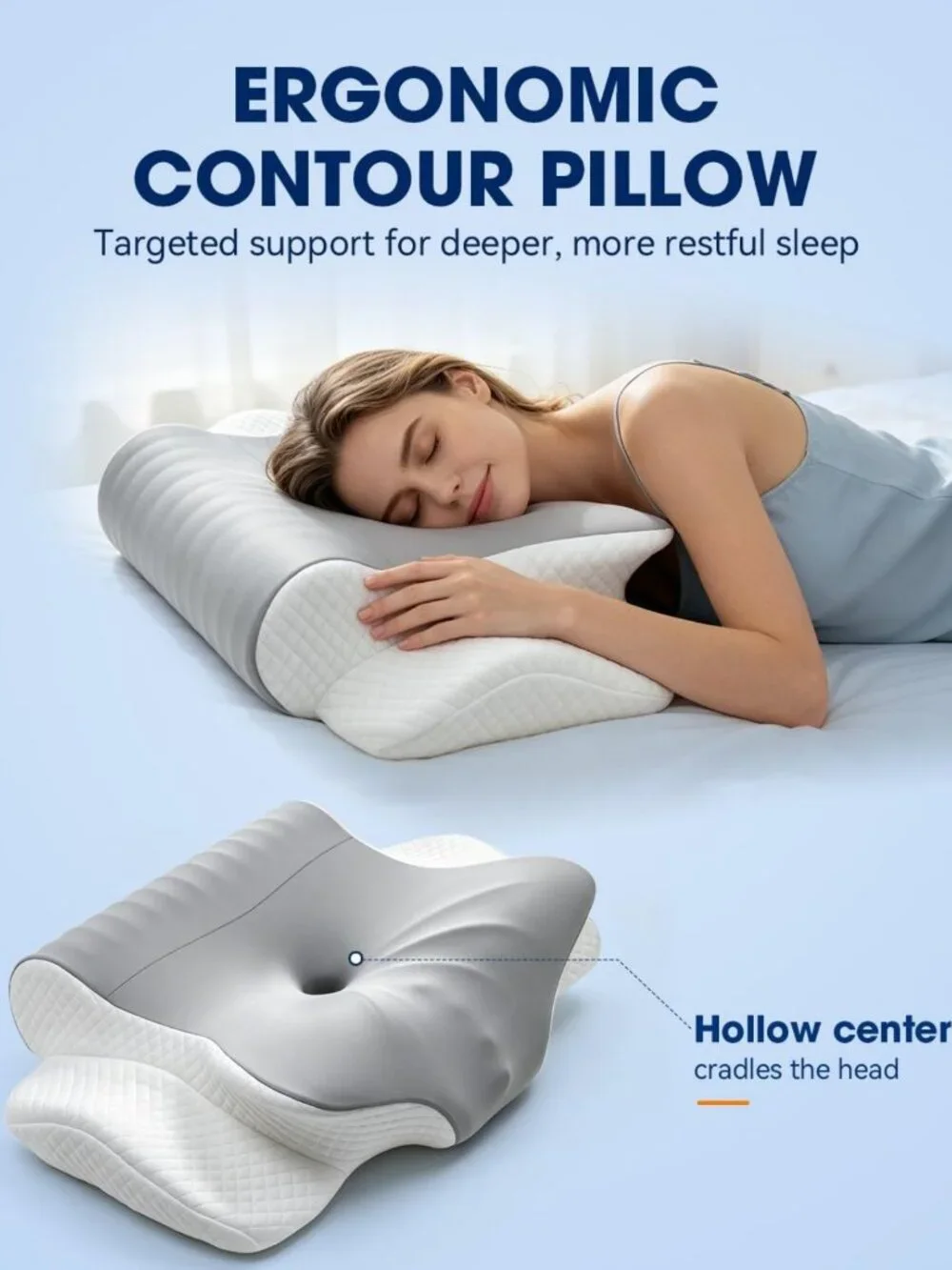 Ergonomic Memory Foam Neck Pillow for Pain Relief - Contour Support for All